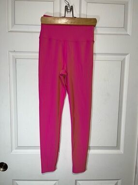 Beach Riot Hot Pink Ribbed High-Waist Leggings